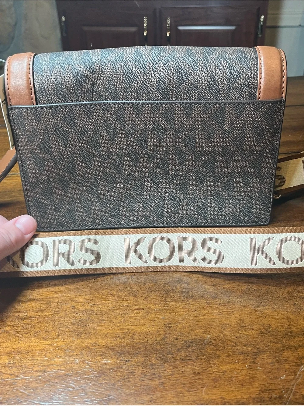 Michael Kors Brown and Black Logo Trim Crossbody
